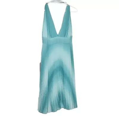 Bang By Messina Dress Marilyn Munroe Pleated Teal&Cyan (Green-Blue) Ombre Sz 12 • $22.83