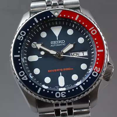 Near MINT SEIKO Pepsi SKX009 7S26-0020 Men's Automatic Diver Watch Day Date • $672.71