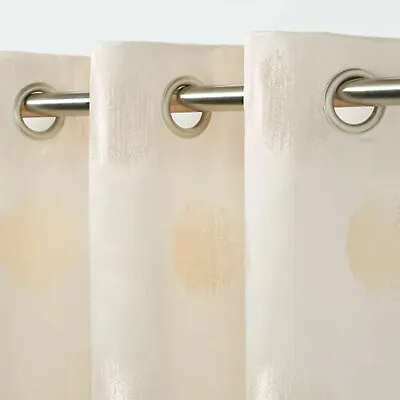 1 Pair B&Q Kolla Cream-Natural-Beige Spotted Eyelet Ring Top Curtains • £29.99
