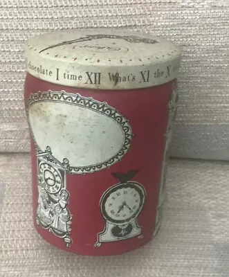 1960s Vintage Cadbury’s Drinking Hot Chocolate Advertising Tin - Red - Clocks • £4