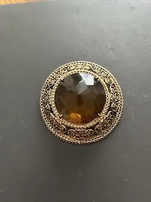 Plaid Brooch With Amber Coloured Stone • £7.50