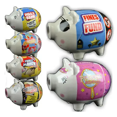 £1.99 • Buy Ceramic Pig Piggy Bank Coins Money Box Notes Safe Savings Cash Novelty Funds New