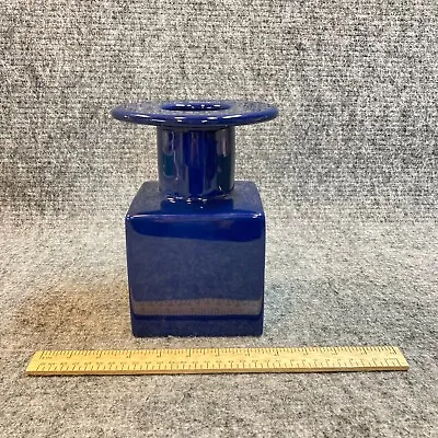 MCM Michael Graves Design Vase Cobalt Blue Ceramic Square 8” • $18