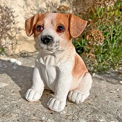 Jack Russell Puppy Dog Garden Ornament Brown Outdoor Animal Statue Pet • £14.99