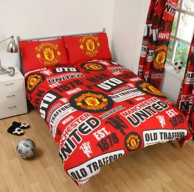 Manchester United FC Football Duvet Cover Bedding Set Double Official • £29.95