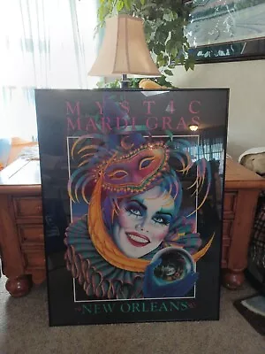 -1990 Mystic Mardi Gras Poster By Andrea Mistretta Framed 32X24 RARE! • $200