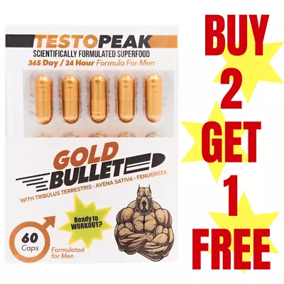 $29.95 • Buy TESTOPEAK GOLD BULLET - Tribulus Terrestris -  Muscle Boost - Buy 2 - 1 FREE