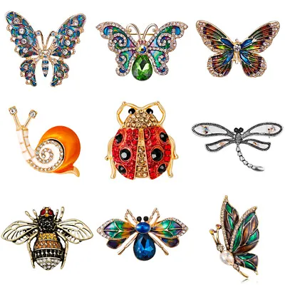 Fashion Butterfly Insect Crystal Enamel Brooch Pin Elegant Women Jewellery Gift • £3.35