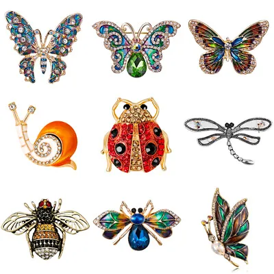 Fashion Butterfly Insect Crystal Enamel Brooch Pin Elegant Women Party Jewellery • $2.44