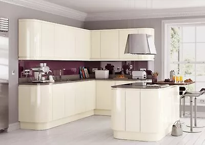 Cream Handleless Lucente High Gloss Replacement Kitchen Doors All Sizes • £0.99