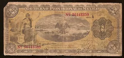 Gobierno Provisional De Mexico 1915 $1 Mexican Pesos Bill From The Revolution • $0.01