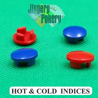 Red HOT & Blue COLD Tap Indices 2 Pair Bathroom Basin Inserts Bath Push-In Tops • £10.95