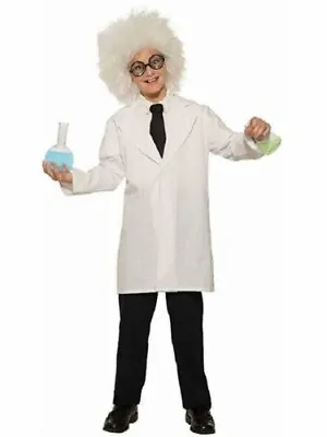 Mad Scientist Child Halloween Costume Crazy Professor Lab Coat Wig LARGE 12-14 • $29.88