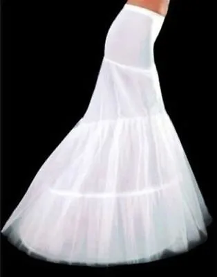 UK White 2-Hoop Mermaid Wedding Dress Bridal Petticoat Crinoline Underskirt  MD • £14.15