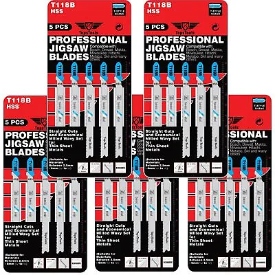 25 X TopsTools T118B Jigsaw Blades For Sheet Metal Fine Cut Dewalt Bosch Makita • £10.99