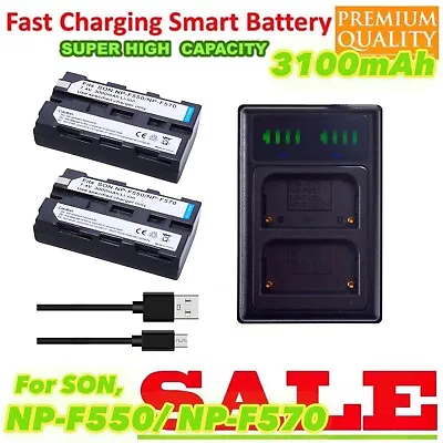 2 NP-F550 Battery +DUAL Charger Set For Sony NP F970F750F960F530F570 CCD-SC5 • $44.33