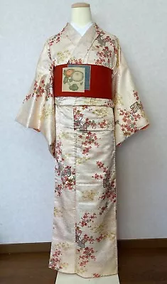 Japanese Polyester Kimono With Silk Nagoya Obi Free Shipping From Japan • $60