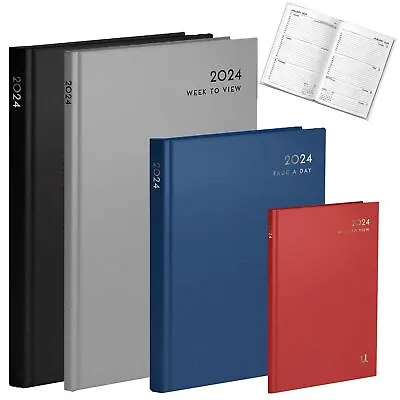 2024 Diary A4/A5/A6 Page A Day/Week To View Diary Hardback Case Bound Back Cover • £4.19
