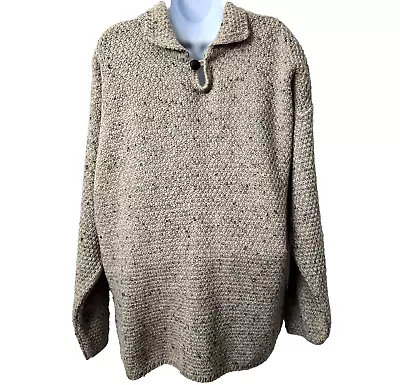 Magee Ireland Wool Fisherman Sweater XXL 2XL Knit Pullover Tan Speckle Nautical • $49.99