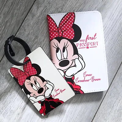 Personalised Passport Cover And Luggage Set - Minnie Mouse Design • £14