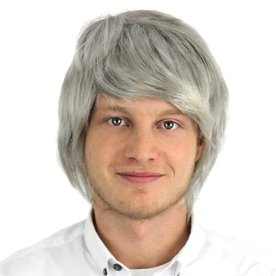 £9.99 • Buy Mens Short Grey Wig Boy Band Adult Fancy Dress Costume Accessory 60s 70s 80s