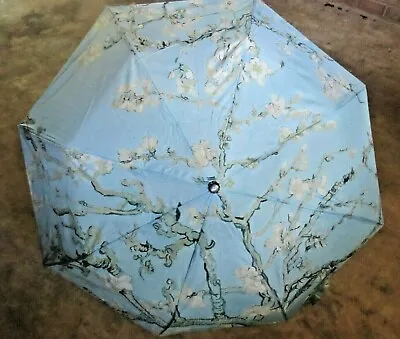  Almond Blossoms Van Gogh Print Compact Travel Umbrella Black Blue NWT Free Ship • $35