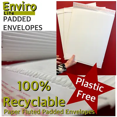 £44.20 • Buy Environmentally Friendly White Eco Paper FLUTED ENVELOPES Padded Mailing Bags