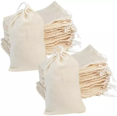 100-300PC Cotton Reusable Muslin Drawstring Bags For Coffee Tea Bath Soap Herb • $20.99