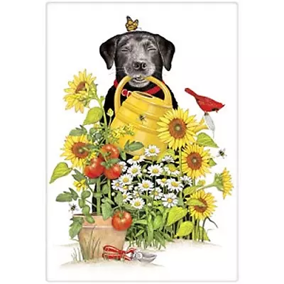 Mary Lake-Thompson Sunflower Black Lab In The Garden Flour Sack Kitchen Towel • $10.50