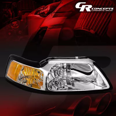 Chrome Housing Oe Style Headlight Passenger / Right For 1999-2004 Ford Mustang • $45.95