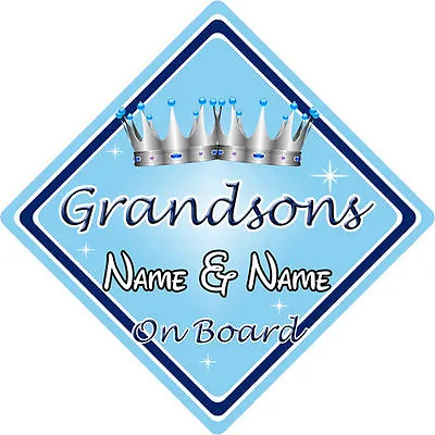 £3.99 • Buy Baby On Board Car Sign ~ Grandsons On Board ~ L.Blue - Personalised 