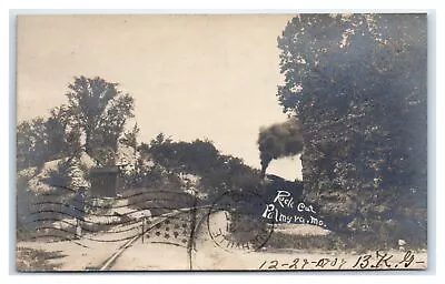 1907 Palmyra MO Postcard- Railroad Through ROCK CUT Train Tracks Person RPPC • $11.99