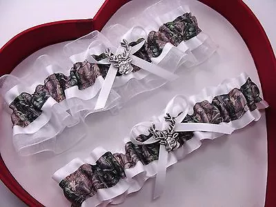 Mossy Oak White Camouflage Camo Wedding Garter Hunting Deer Hunter Prom • $13.46