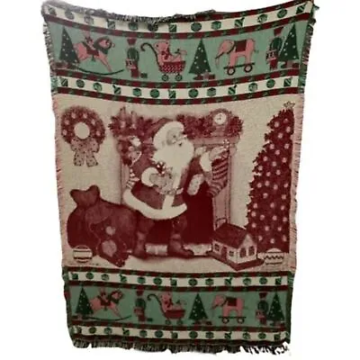 Vtg 1993 Manual Woodworkers And Weavers Christmas Santa Tapestry 44x66 • $45