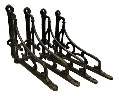 Set Of 4 Cast Iron Shelf Brackets Classic 5  X 6.5  Hanger New Antique-Style • $37.95