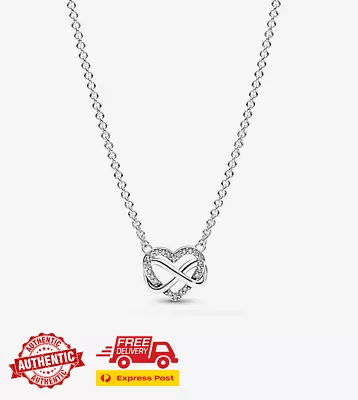 NEW Pandora Sparkling Infinity Heart Collier Necklace FREE POSTAGE • $41.98