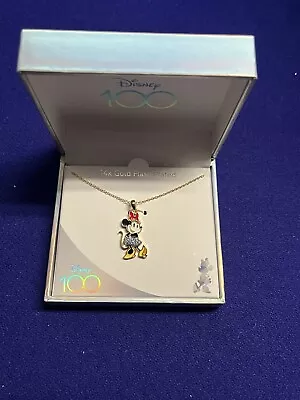 Disney 100 Minnie Mouse 14kt Gold Flash Plated Necklace New • $39.99