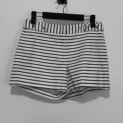 Zara Basic Women's Stripe Nautical Preppy Shorts Size XS White Navy Blue • $10.87