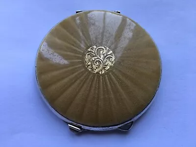£120 • Buy 1942 Vintage Silver&light Brown Guilloche Enamel Ladies Compact