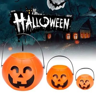 Pumpkin Candy Pot Holder Trick-or-treat Halloween Party Cauldron Buckets LM • £4.48