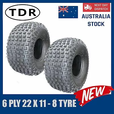 2PCS 22x11-8 8  Inch Knobby Tyre Tire ATV Quad Bike Buggy Go Kart Mower Trailer • $134.96