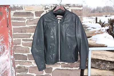 $400 • Buy Schott Sportswear Cafe Racer BLACK Leather Jacket USA Motorcycle Biker 42 Liner