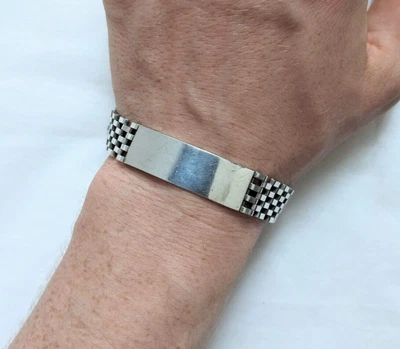 22.19g Sterling Silver Gate Link Bracelet With Name Bar Vintage 1974 London 925 • £40