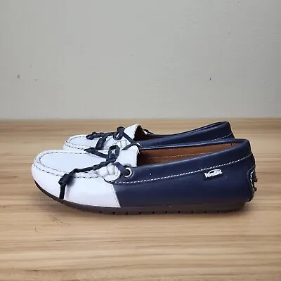 Venettini Kids White Blue Leather Slip On Driving Loafer Shoes Sz US 12.5 EU 30 • $34.39