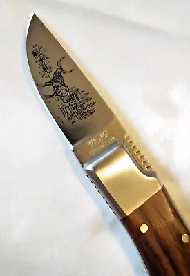Extremely Rare ELK Etching MOKI Japan Made HIRO DESIGN KAI CUT Fixed Blade Knife • $199