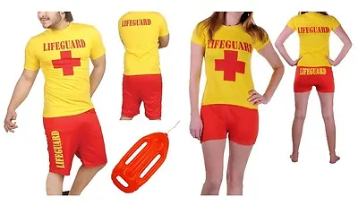 £6.99 • Buy Lifeguard Costume Hen Stag Fancy Dress Party Men Women Yellow Shirt Red Shorts