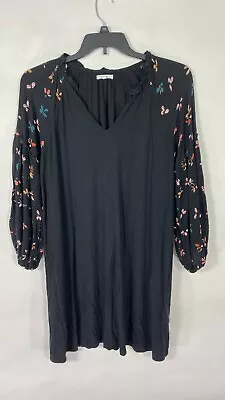 Maurices Womens Blouse Top V Neck 3/4 Sleeve Butterfly Black Plus Size 1X. • $13.47