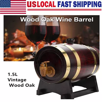 1.5L Oak Barrel Wooden Barrel Storage Aging Wine Whiskey Spirits Wine Barrel • $33.24