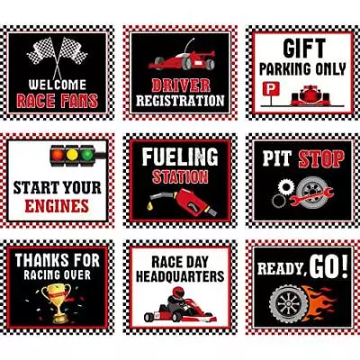 9 Pcs Racing Car Party Decorations Race Sign Black Laminated Signs Car Theme • $14.94