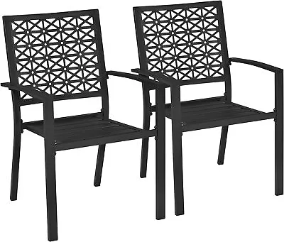 Yaheetech Set Of 2 Patio Chairs Outdoor Dining Chairs 136kg Metal Chairs...  • £92.99